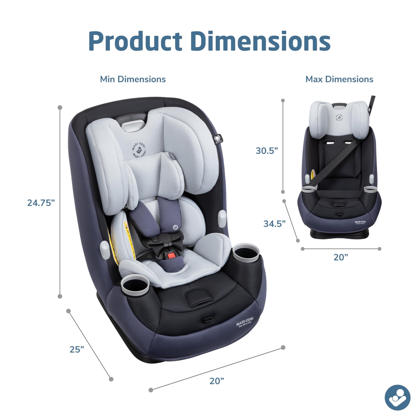 Maxi-Cosi Pria All-in-One Convertible Car Seat, Rear Facing Car Seat for Infants from 4-40 lbs, Forward Facing Car Seat up to 100 lbs in Booster Seat Mode, Rose Pink Sweater