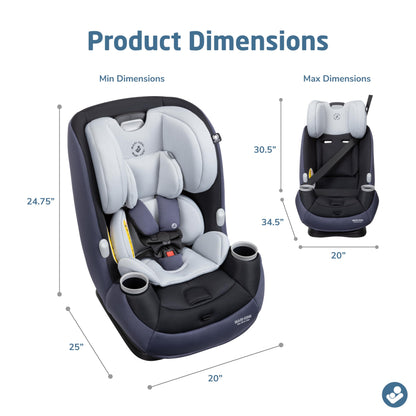 Maxi-Cosi Pria All-in-One Convertible Car Seat, Rear Facing Car Seat for Infants from 4-40 lbs, Forward Facing Car Seat up to 100 lbs in Booster Seat Mode, Rose Pink Sweater