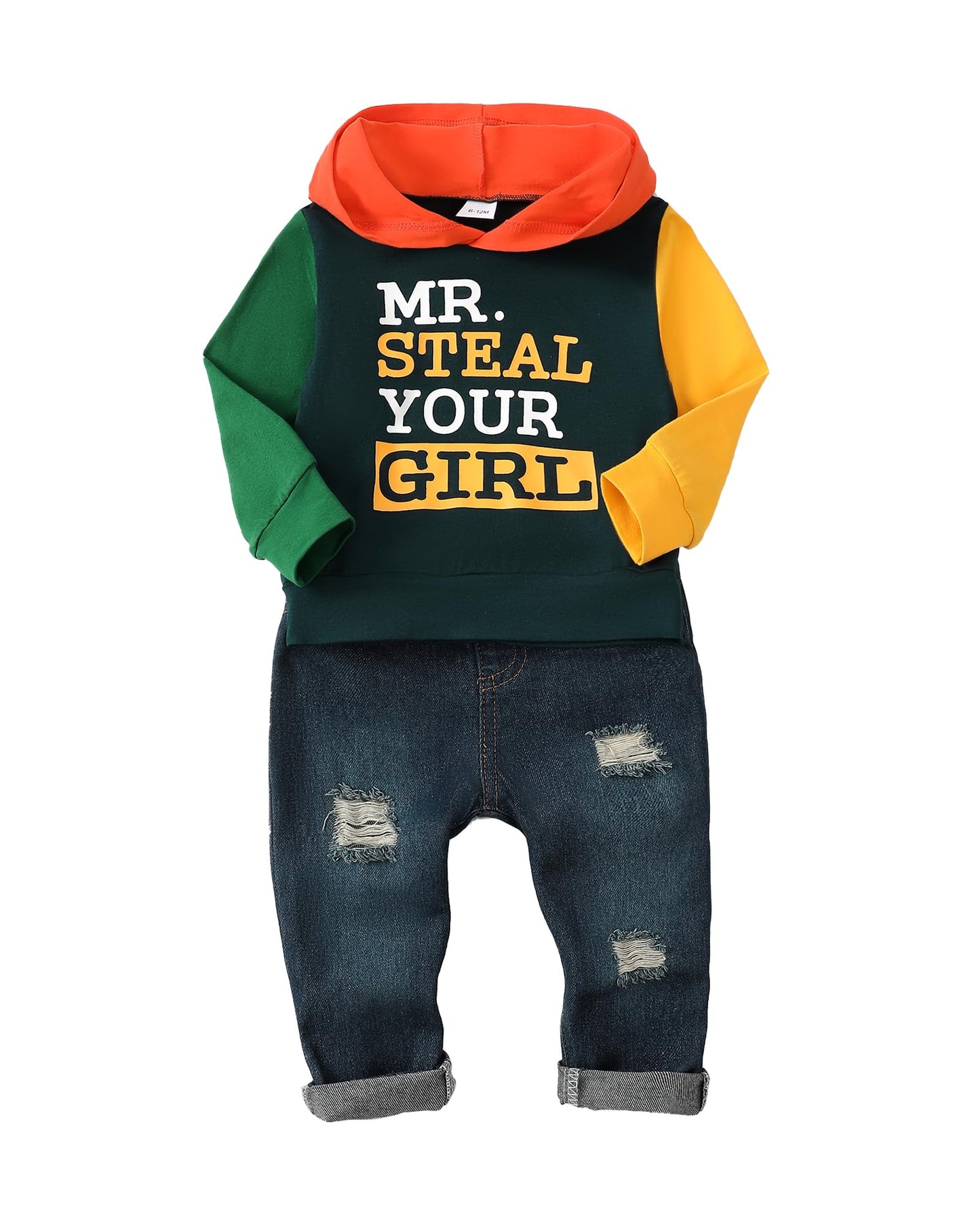 NZRVAWS Baby Boy Clothes Toddler Boy Outfit 2 3 4T 6 12 18 24 Month Fall Winter Hoodie Ripped Jeans Clothing