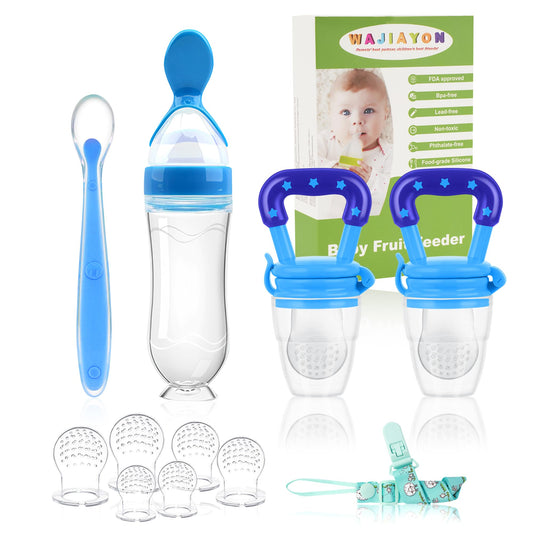 WAJIAYON Baby Fruit Feeder Pacifier | Infant Food Feeder Pacifier & Food Dispensing Spoon | Mesh Fresh Fruit Teethers for Babies | Silicone Feeder Baby Shower Gifts for Boys and Girls (Pink)