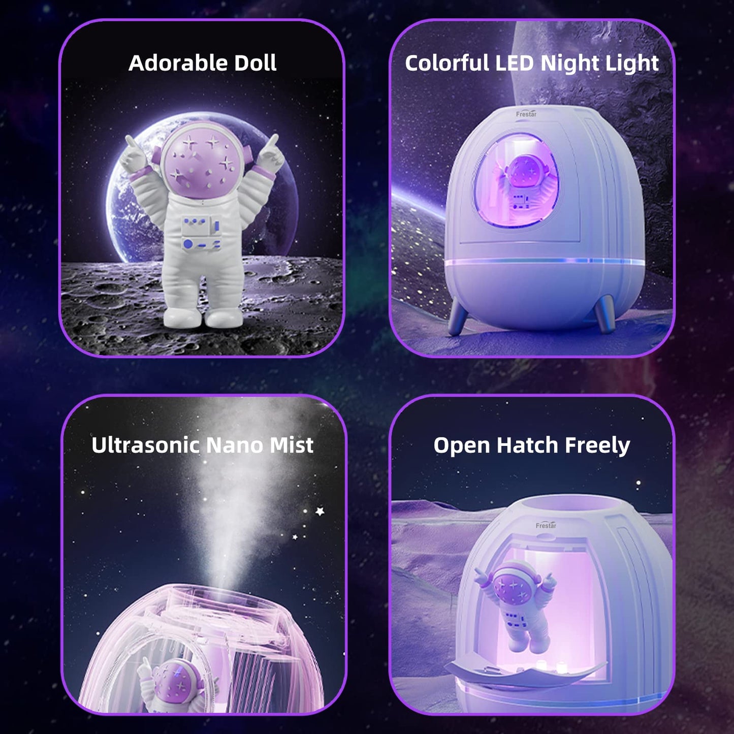 Mini USB Humidifier 220ml with LED Night Light, Small Cute Humidifier Bulit in Adorable Doll for Kids, Plant, Bedroom, Office, Desk, Babies Room, No Battery(Green-Huhu)