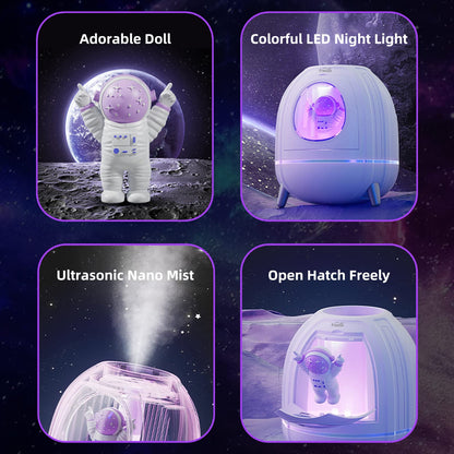 Mini USB Humidifier 220ml with LED Night Light, Small Cute Humidifier Bulit in Adorable Doll for Kids, Plant, Bedroom, Office, Desk, Babies Room, No Battery(Green-Huhu)