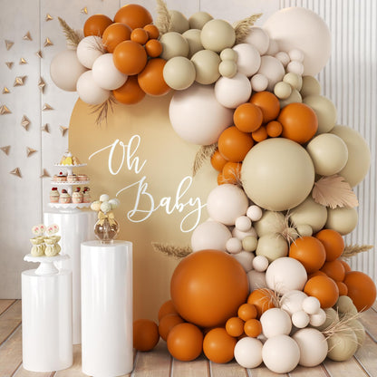 155Pcs Sage Green Arch Kit with Pea Green White Gold Balloons for Baby Shower Bridal Shower Birthday Engagement Wedding Wild One Party Decorations