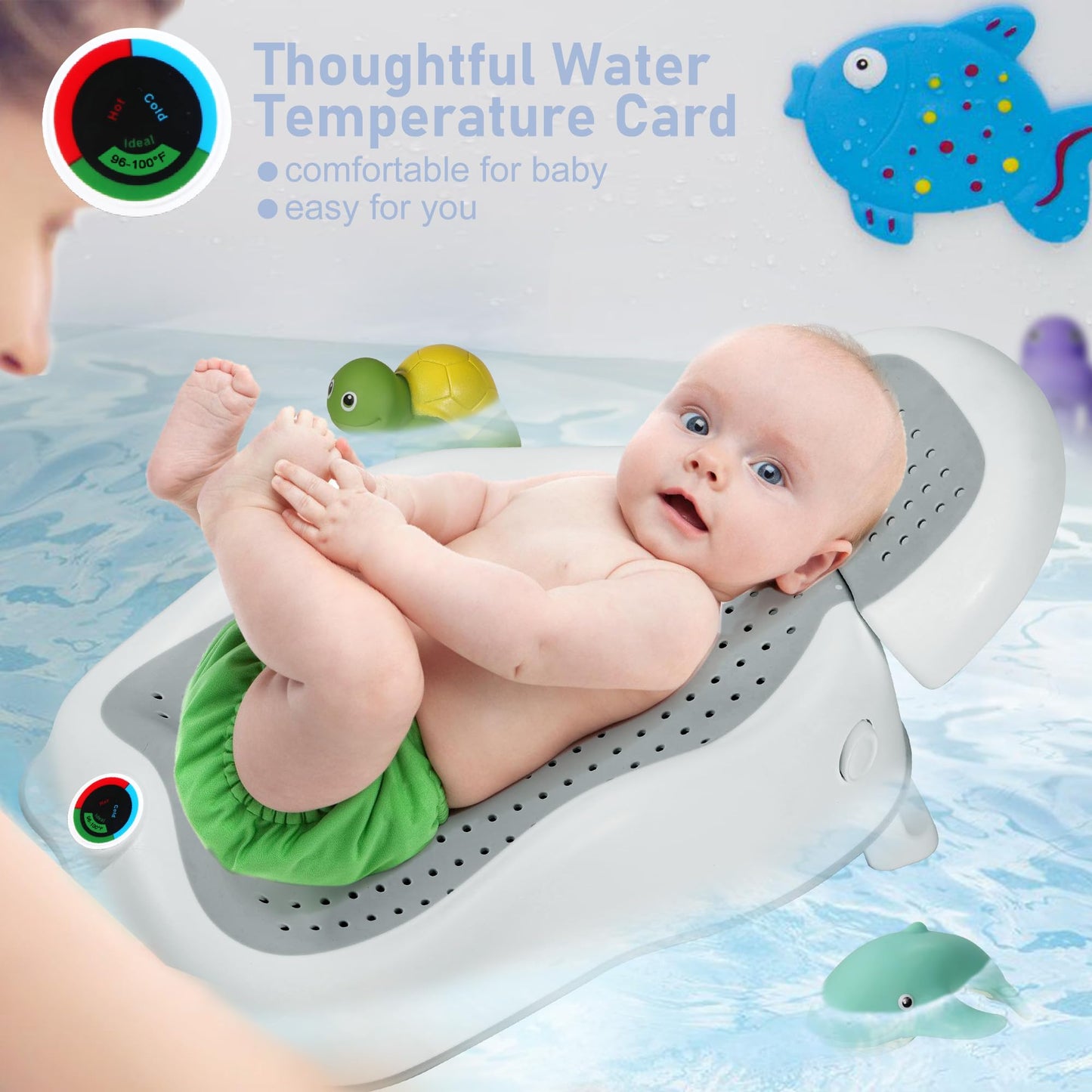 Baby Bath Support Newborn Bathtub with Thermometer,Foldable Baby Tubs for Newborns Baby Bathtub,Sink Baby Bath Tub for Newborn Tub Infant Bathtub Baby Bather,Baby Tub Baby Bath Essential (Pink White)