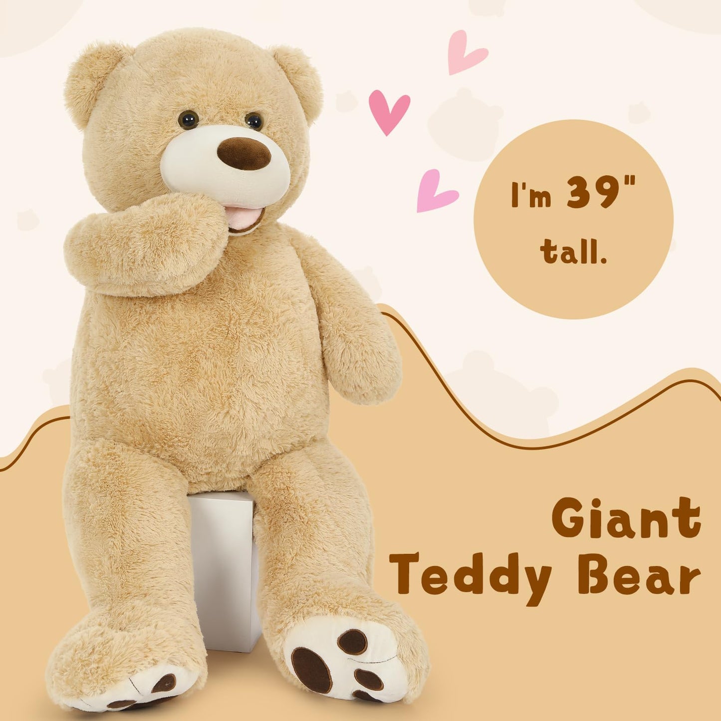 MaoGoLan Giant Teddy Bear Stuffed Animal, 10 Feet Tall, Jumbo Size Plush, Charming and Fluffy for Decorations, Celebrations, Valentine's Day