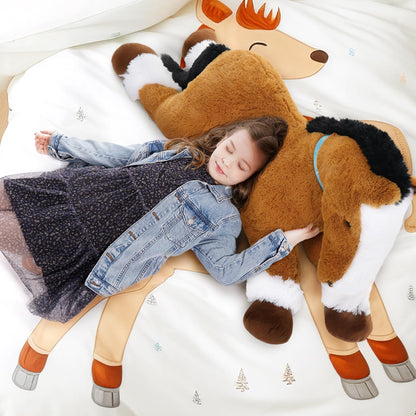 Tezituor 47 Inch Giant Horse Stuffed Animal, 4ft Realistic Chocolate Stuffed Horse Plush Toy, Hugging Soft Horse Pony Plush Pillow for Boys Girls,