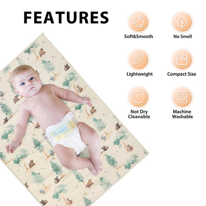 Vegan Leather Baby Changing Mat - Wipeable Portable Changing Pad, Foldable Travel Changing Mat for Baby, Newborns Toddlers Shower Gifts (Flower,20"*28")
