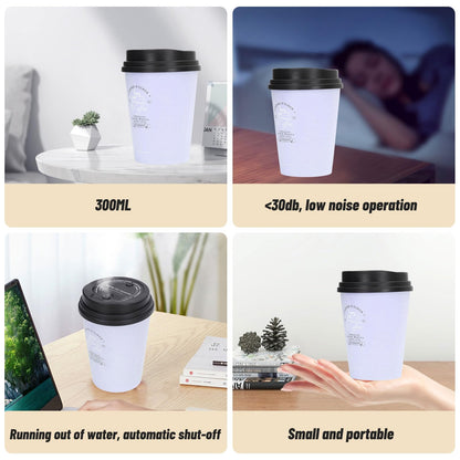 Humidifiers for Bedroom, 300ml Cool Mist Humidifiers, USB Mini Cute Coffee Cup Humidifier, Car Humidifier, Pink Desk Humidifier, Small Humidifier, Low Noise, Auto Shut-Off for Car, Plant, Office(Pink)