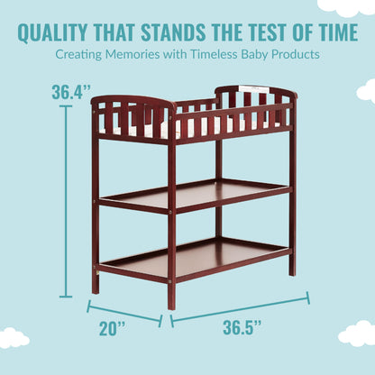 Dream On Me Emily Changing Table In Natural, Comes With 1" Changing Pad, Features Two Shelves, Portable Changing Station, Made Of Sustainable New Zealand Pinewood