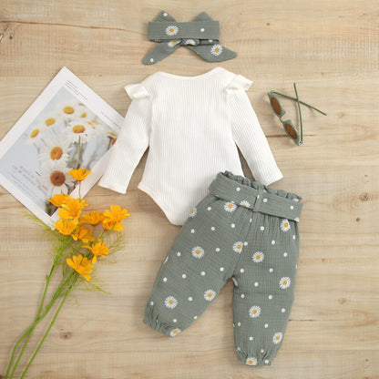 Mubineo Baby Girl Clothes Outfits Cute Flower Romper Daisy Pant Fall Winter Newborn Outfit Sets