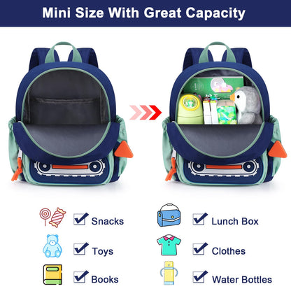 Accmor Toddler Leash Backpack, Children Safety Walking Harness Cute Excavator Bag with Anti Lost Wrist Link, Kids Travel Essential Mini Rucksack Back Pack with Strap Tether for Baby Boys