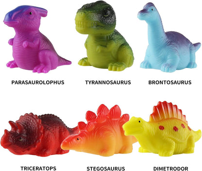 6 Packs Light-Up Floating Dinosaur Bath Toys Set, for Baby Toddler Nephew in Birthday Christmas Easter , Great Water Bathtub Shower Pool Bath Toy for Children Preschool