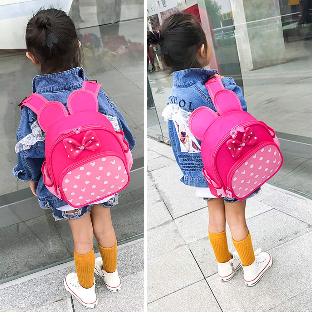 Pink Cute Kid Backpacks for Little Girls Mini Mouse Backpack Toddler Bookbag Small Kids Preschool Backpacks for Girl Backpack Gift Childrens Daycare Book Bag Travel Backpacks Kindergarten Backpack