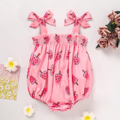 Baby Girl Summer Clothes Newborn Girl Outfits Cute Strap Baby Girl Romper Jumpsuit Infant Floral One Piece Bodysuit