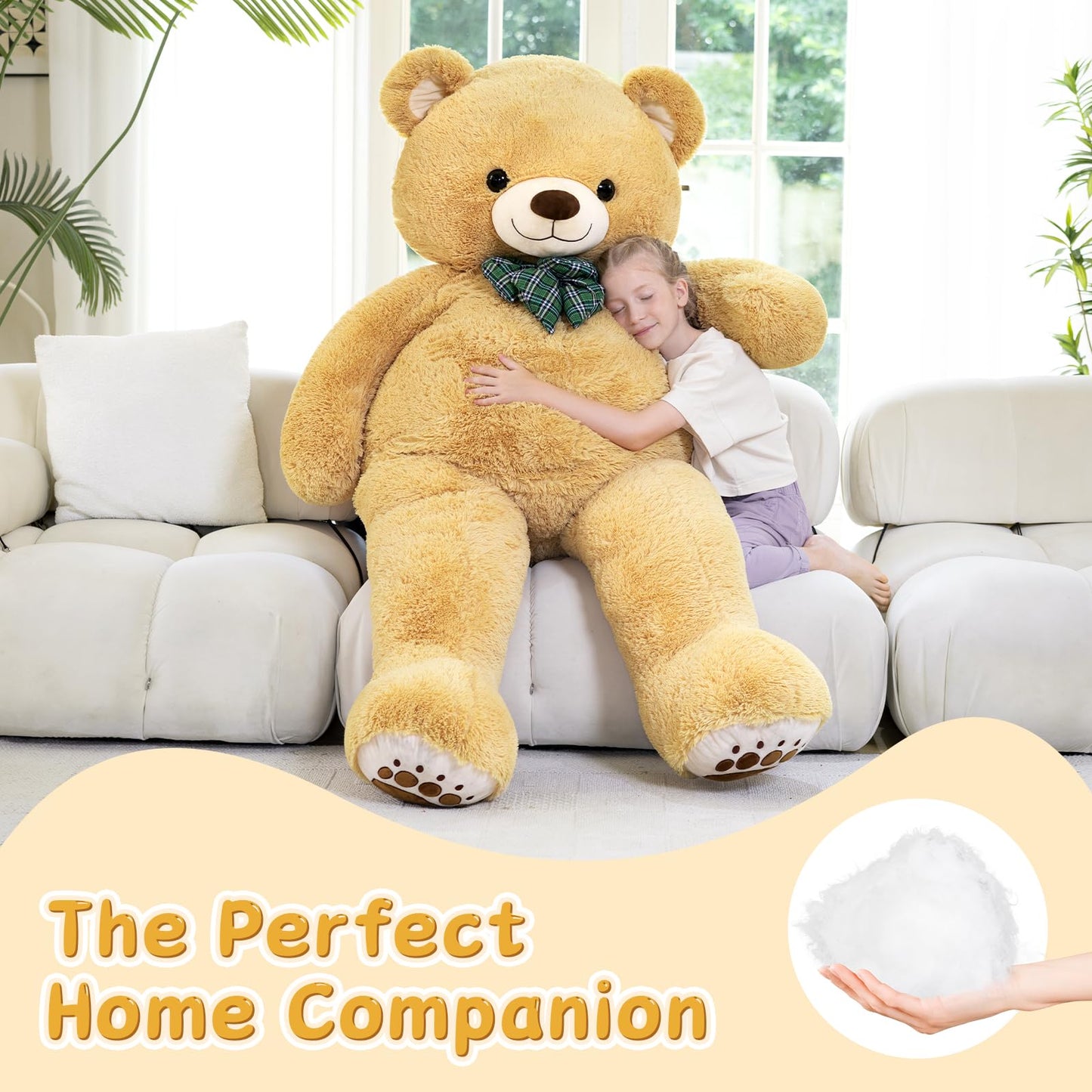6ft Giant Teddy Bear Stuffed Animal, 72" Life Size Pink Teddy Bear Plush Toy, Cuddly Stuffed Bear Gift for Girlfriend, Wife, Kids at Birthday Valentine's Day, Christmas, Baby Shower Decor