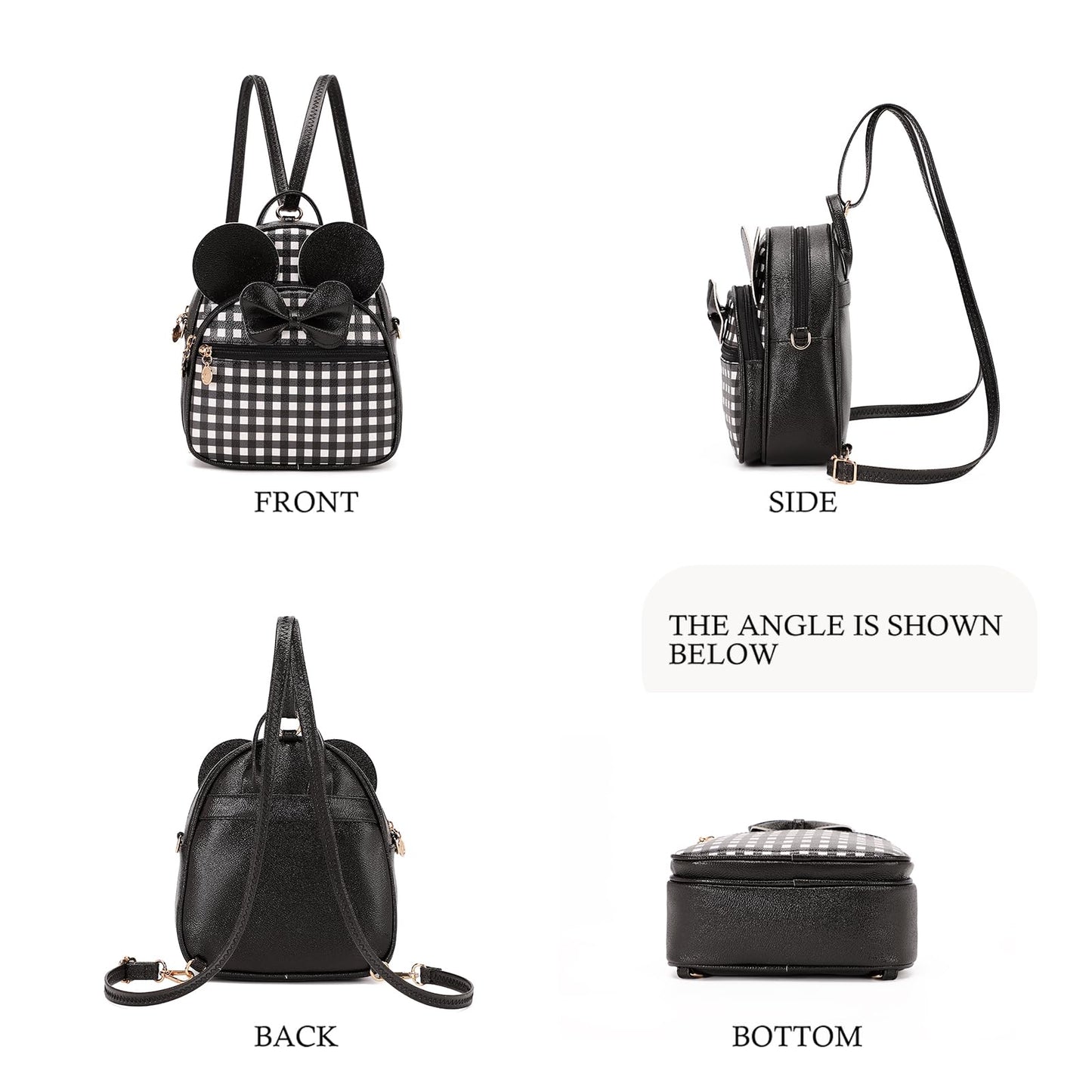 KL928 Girls Bowknot Polka Dot Cute Mini Backpack Small Daypacks Convertible Shoulder Bag Purse for Women