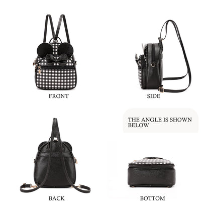 KL928 Girls Bowknot Polka Dot Cute Mini Backpack Small Daypacks Convertible Shoulder Bag Purse for Women