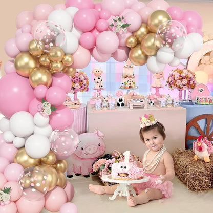 Ouddy Life 157 Pcs Boho Dusty Pink Balloons Arch Garland Kit, Blush Neutral Pink Sand White Metallic Gold Different Size Balloon for Girls Baby Shower Birthday Wedding Gender Reveal Party Decorations