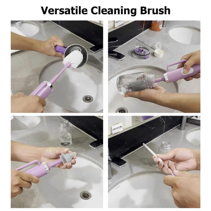 4 in 1 Electric Bottle Brush Cleaner, Creative Bottle Brush Kit for Botter Cleaning, 360° Efficient Cleaning, Baby Bottle Cleaner Brush for Baby Bottle with Straw Brush, Travel Bottle Brush Set