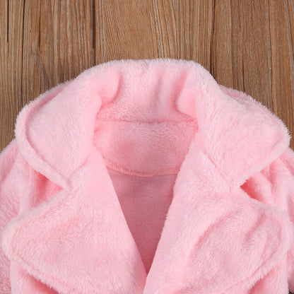 Qiylii Unisex Baby Plush Bathrobe Plain Kimono Gown Newborn Toddler Girls Boys Towel Robe Nightwear Clothes