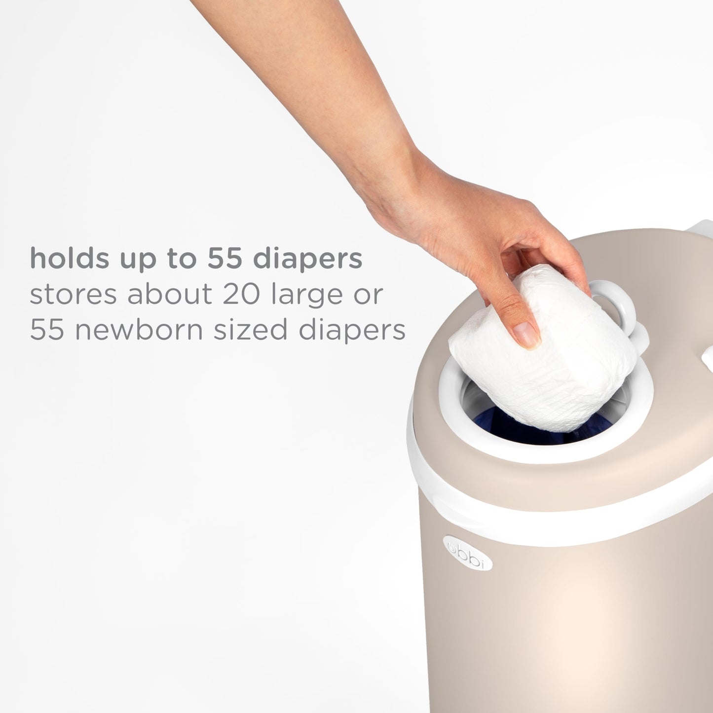 Ubbi Steel Diaper Pail, Odor Locking, No Special Bag Required, Award-Winning, Registry Must-Have, White