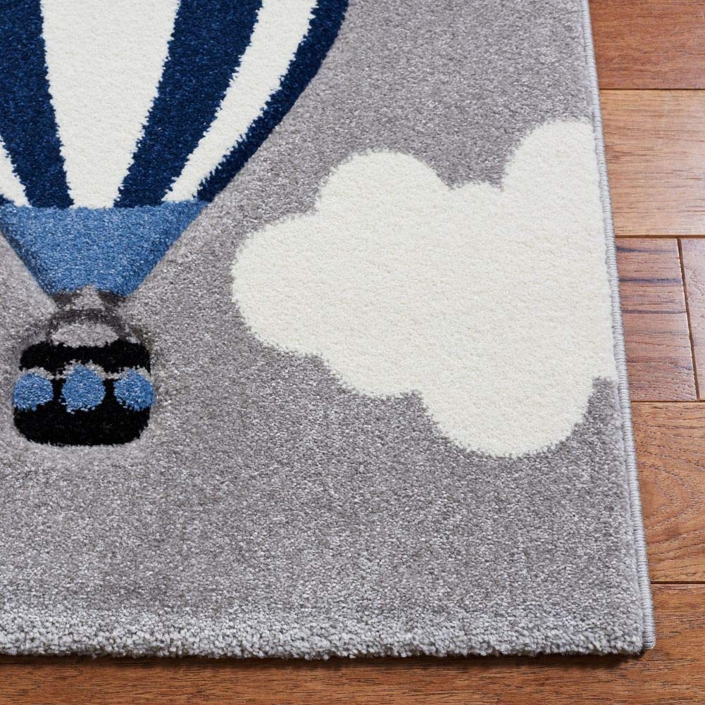 SAFAVIEH Carousel Kids Collection Area Rug - 5'3" x 7'6", Light Grey & Red, Non-Shedding & Easy Care, Ideal for High Traffic Areas for Boys & Girls in Playroom, Nursery, Bedroom (CRK137F)