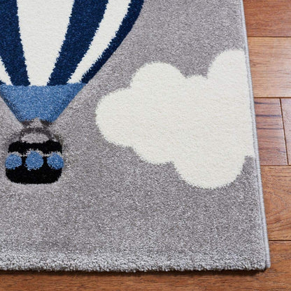 SAFAVIEH Carousel Kids Collection Area Rug - 5'3" x 7'6", Light Grey & Red, Non-Shedding & Easy Care, Ideal for High Traffic Areas for Boys & Girls in Playroom, Nursery, Bedroom (CRK137F)