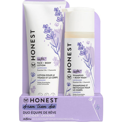 The Honest Company 2-in-1 Cleansing Shampoo + Body Wash and Face + Body Lotion Bundle | Gentle for Baby | Naturally Derived | Lavender Calm, 18.5 fl oz