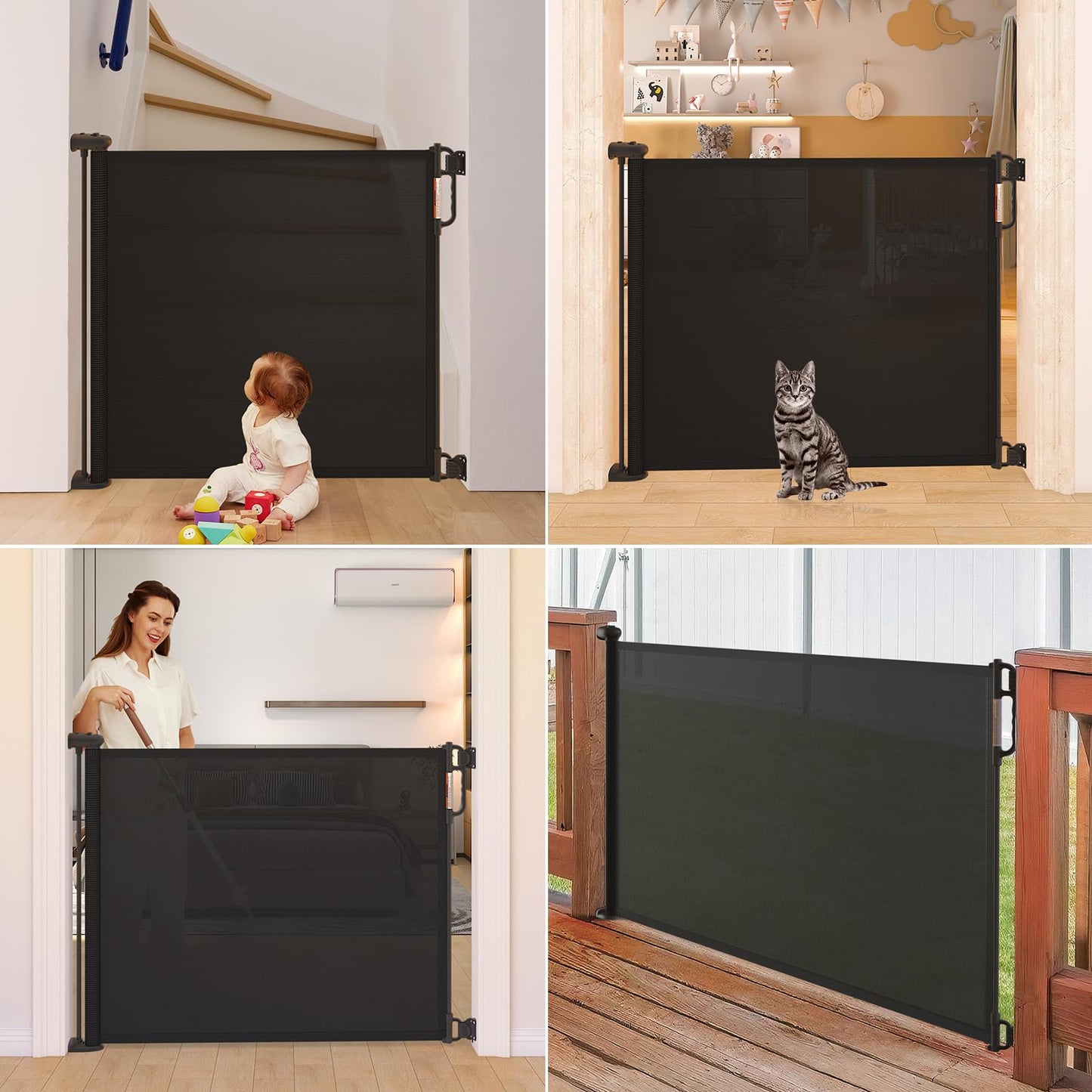 Momcozy Retractable Baby Gate, 33" Tall, Extends up to 55" Wide, Child Safety Baby Gates for Stairs, Doorways, Hallways, Indoor, Outdoor