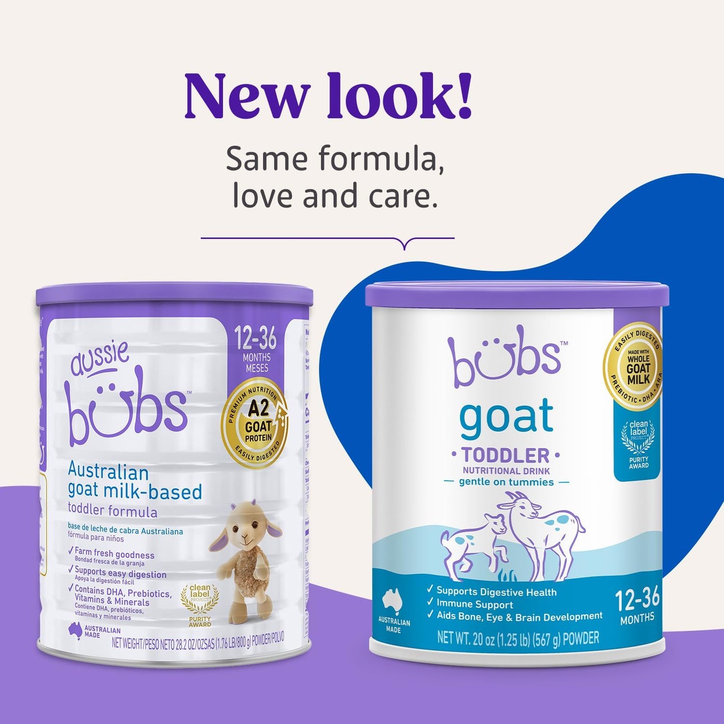 Bubs Whole Goat Milk Formula with Iron, Goat Milk-Based Powder, for Infants 0-12 Months, Made with Non-GMO Goat Milk, 20 oz