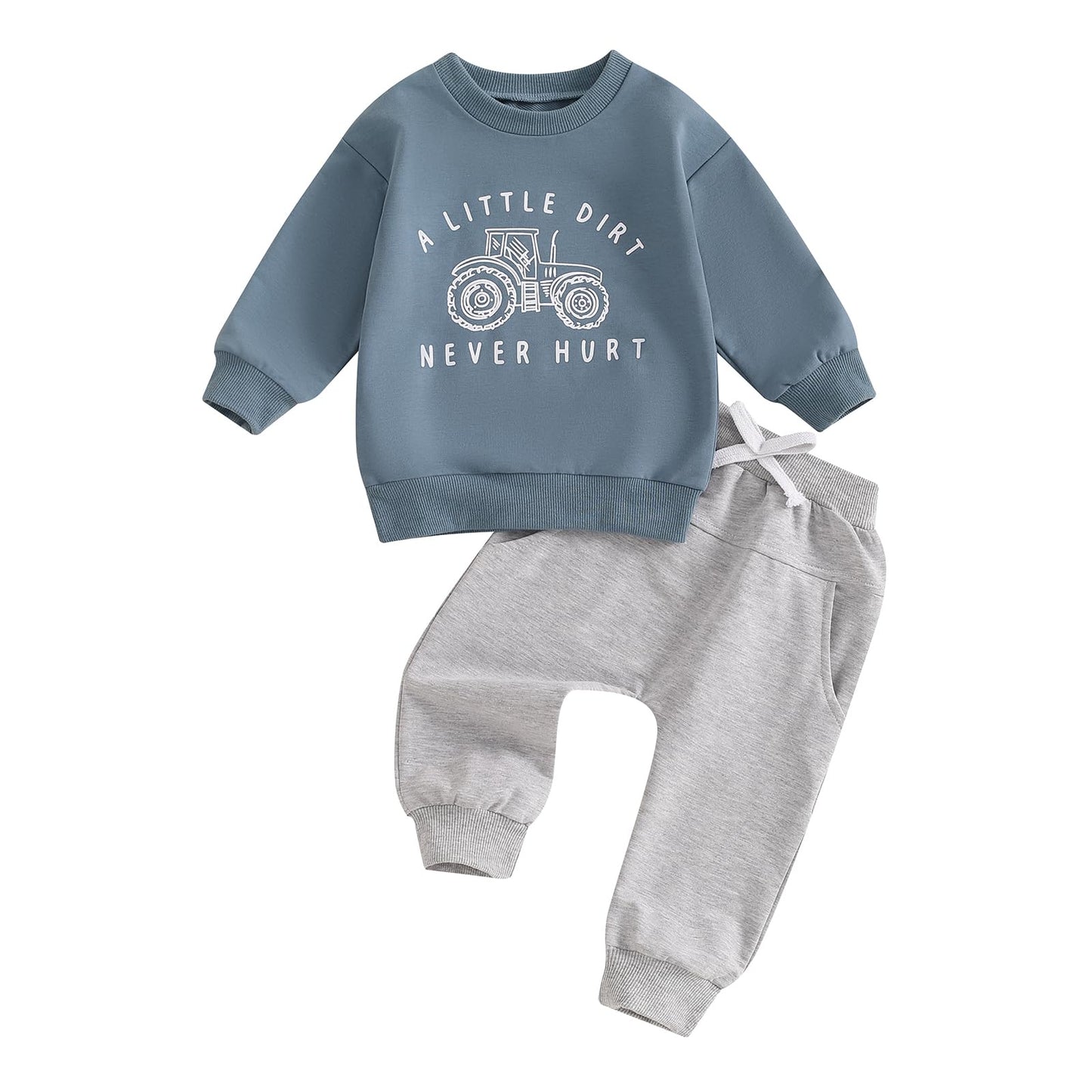 Toddler Baby Boy Fall Winter Outfits Tractor Print Long Sleeve Sweatshirt Pants Set Kids Sweatsuit Clothes