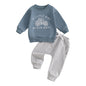 Toddler Baby Boy Fall Winter Outfits Tractor Print Long Sleeve Sweatshirt Pants Set Kids Sweatsuit Clothes
