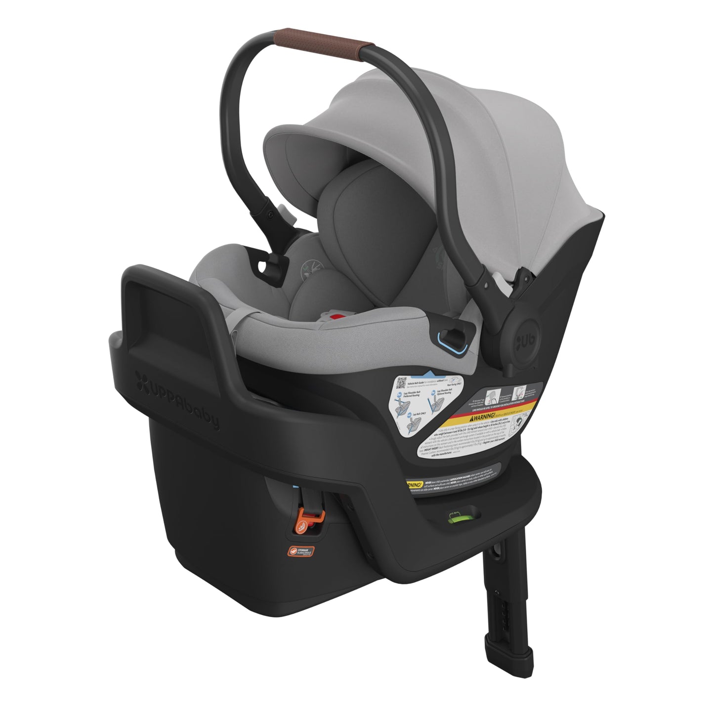 UPPAbaby Aria Lightweight Infant Car Seat/Just Under 6 lbs for Easy Portability/Base with Load Leg + Infant Insert Included/Direct Stroller Attachment/Declan (Oat Mélange/Chestnut Leather)