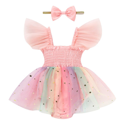 Baby Girl Clothes Infant Tulle Romper Ruffe Sleeveless Bodysuit Baby Girl Outfits Infant Girl Dress 0-18M
