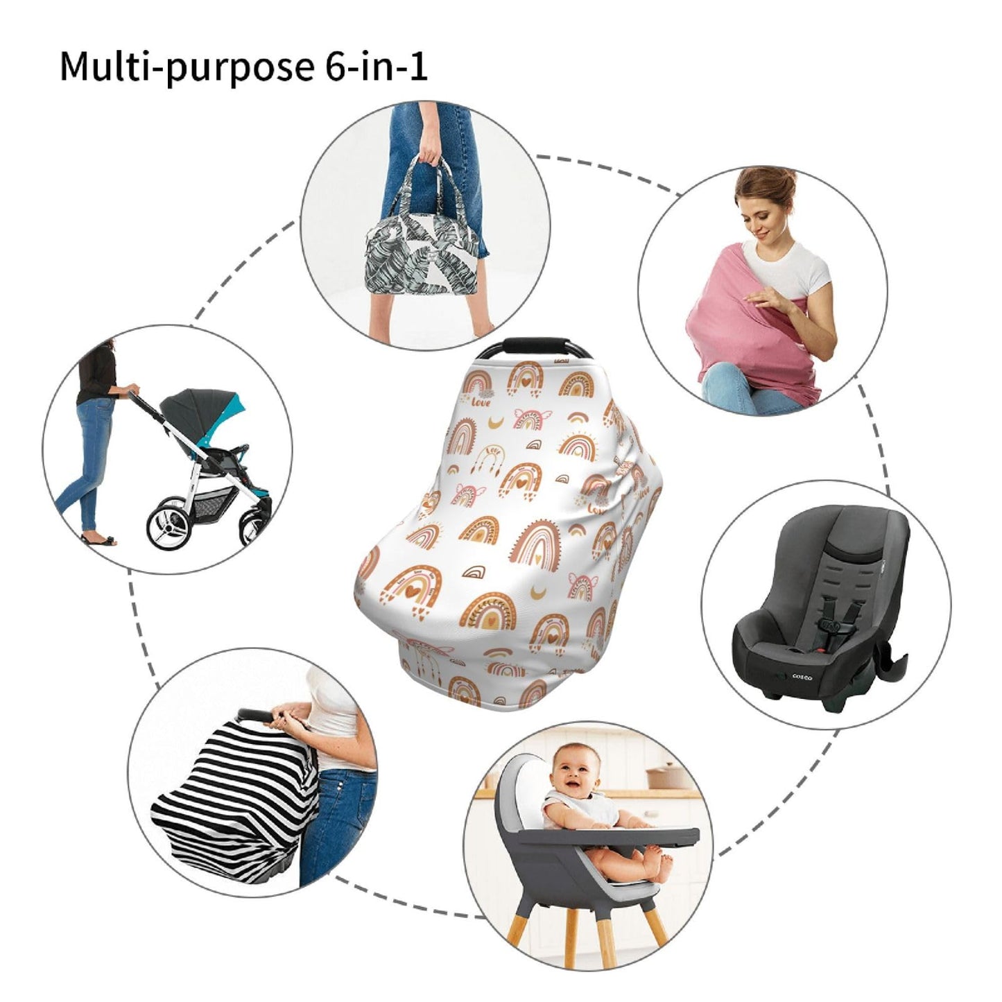 Cute Butterfly Baby Stuff Car Seat Covers Baby Multi-Use Car Seat Canopy Carrier Cover, Breathable Breastfeeding Cover Boys & Girls