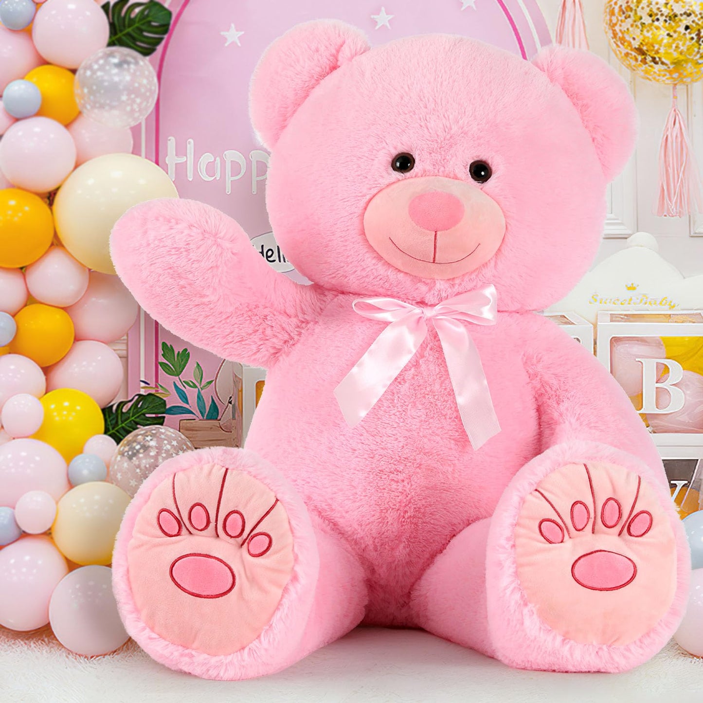 Muiteiur 49 inch Giant Teddy Bear Stuffed Animal, Big Bear Plush with Big Footprint, Great Gift for Party Decorations (Brown)