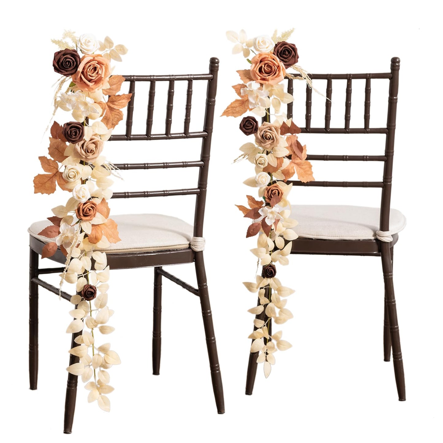 Ling's Moment 10pcs Wedding Chair Decorations Aisle Floral Swag Artificial Pew Flowers Hanging Garland Pink Blush & Cream For Ceremony Reception Church Rose Floral Faux Arrangement Party Outdoor Decor