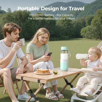 Portable Bottle Warmer for Travel, 8oz Portable Milk Warmer for Breast Milk & Water, Fast Heating & USB-C Rechargeable, Healthy Glass Bottle for Baby