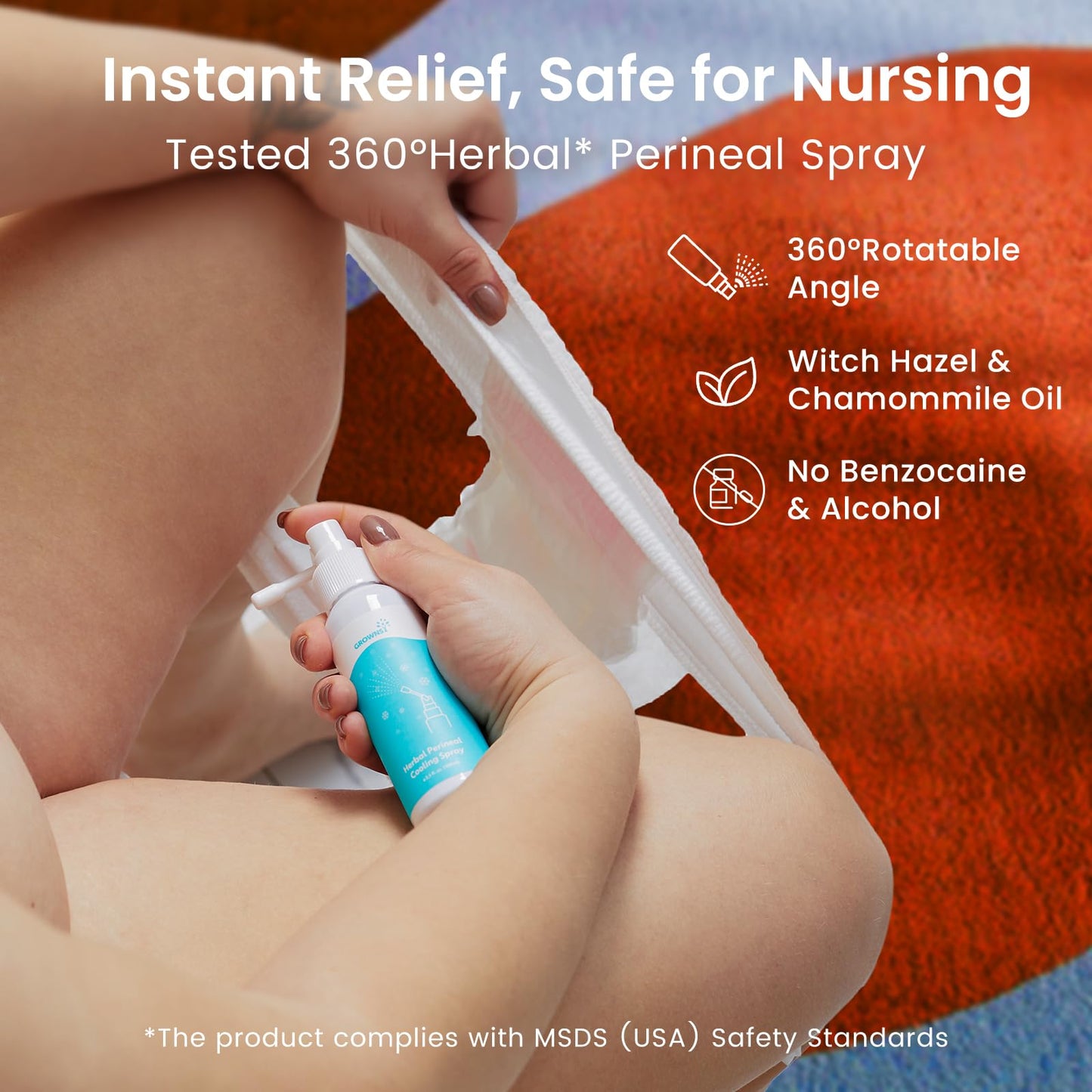Grownsy Postpartum Essentials Recovery Kit for Labor & Delivery | Postpartum Kit for Women | Includes Upside Down Peri Bottle, Perineal Spray, Cooling Pad Liners, Ice Packs & Disposable Underwear