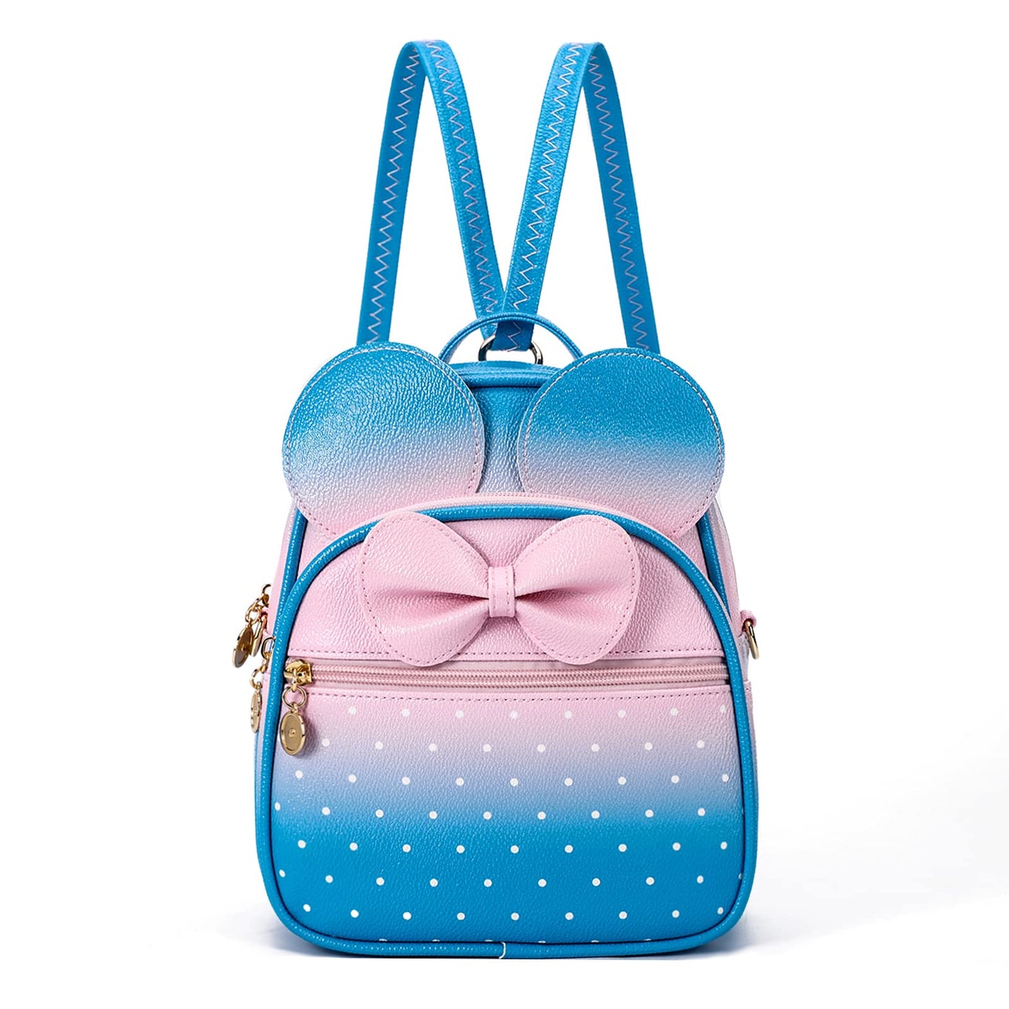 KL928 Girls Bowknot Polka Dot Cute Mini Backpack Small Daypacks Convertible Shoulder Bag Purse for Women