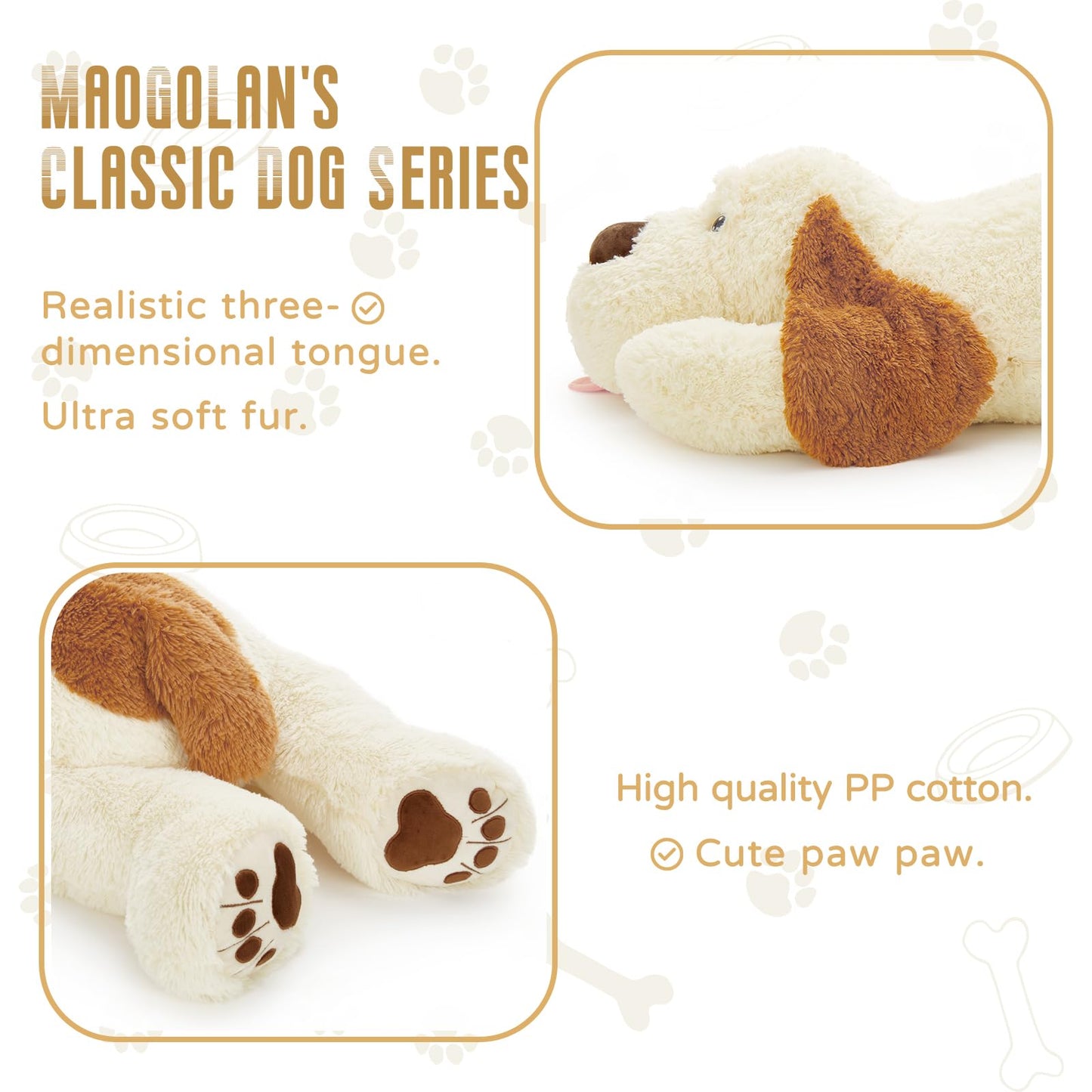 MaoGoLan 52“ Giant Stuffed Puppy Dog Animal,Ultra Soft Large Plush Soft Plush Dog Body Pillow Toy for Girls,Kids,Puppy Lover
