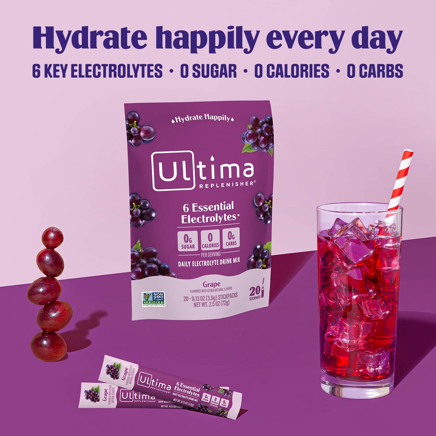 Ultima Replenisher Daily Electrolyte Powder Drink Mix – Tropical Variety, 20 Stickpacks – Hydration Packets with 6 Electrolytes and Minerals – Keto Friendly, Non-GMO and Sugar-Free