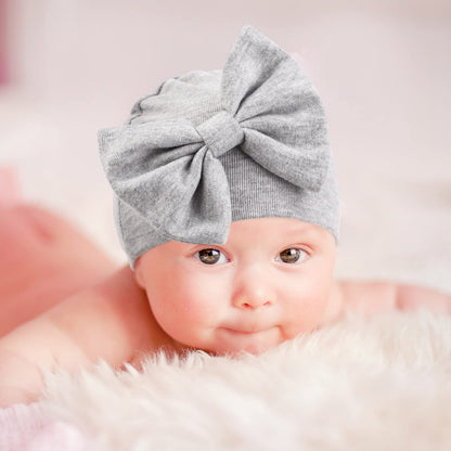BQUBO Newborn Baby Girls Hats Mittens Set Hospital Hat Beanie Infant Bow Hats Baby Cotton Gloves for 0-6 Months