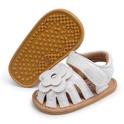 Babelvit Infant Baby Girl Boy Sandals Comfort Premium Summer Outdoor Casual Beach Shoes with Flower Bowknot Anti Slip Rubber Sole Newborn Toddler Prewalker First Walking Shoes
