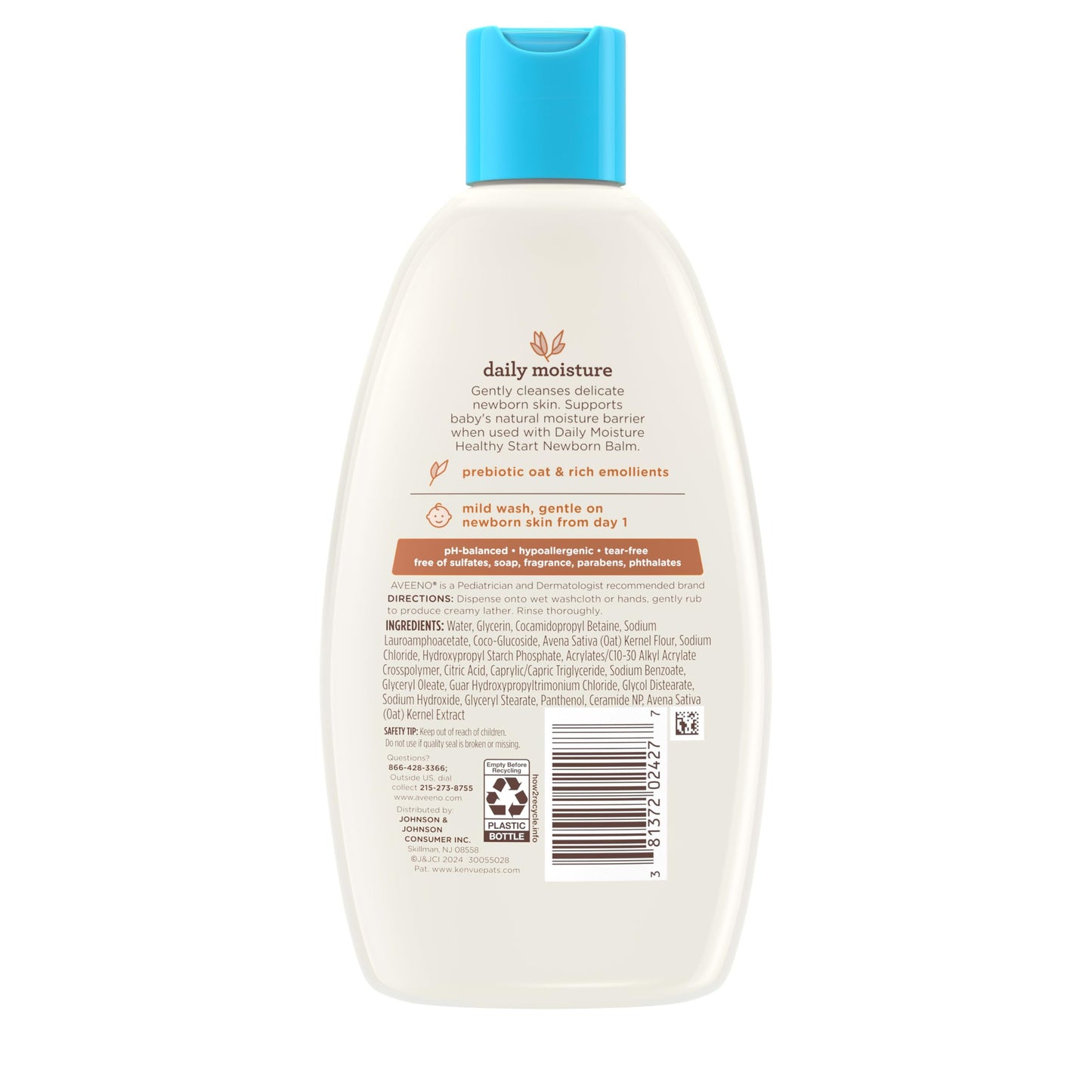 Bundle of Aveeno Baby Healthy Start Newborn Wash, Hypoallergenic Baby Body Wash with Prebiotic Oat, Fragrance-Free, 8 fl. oz + Newborn Balm, Baby Skin Balm with Prebiotic Oat , Fragrance-Free, 5 oz
