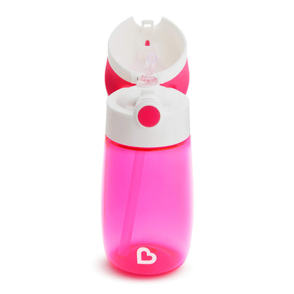 Munchkin Cool Cat Sippy Cup for Toddlers, Stainless Steel Straw Cup, 8 Ounce, Pink