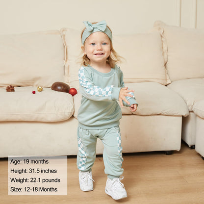 AMAWMW Infant Baby Girl Clothes Long Sleeve Loose Sweatshirts Pockets Pants Headband Outfits Fall Winter Spring Gift