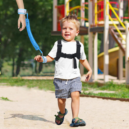Accmor Toddler Harness with Leash, Cute Dinosaur Kids Harness + Anti Lost Wrist Link, Mini Child Harness Leash Wristband Strap Belt Protector for Baby Boys Girls to Outdoor Travel (Blue)