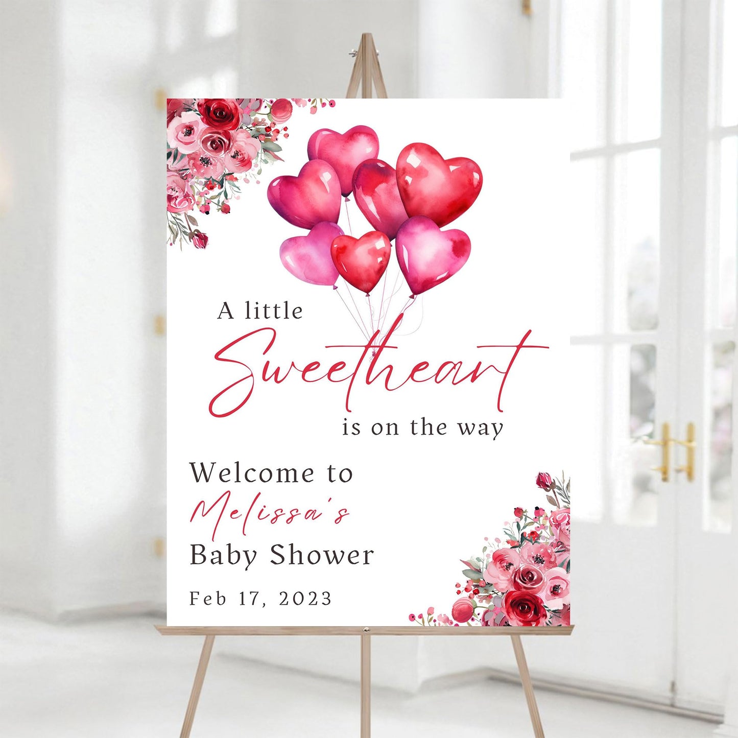 Personalized A Little Snowflake Is On The Way Welcome Sign, Pink, Girl, Winter Baby Shower Canvas
