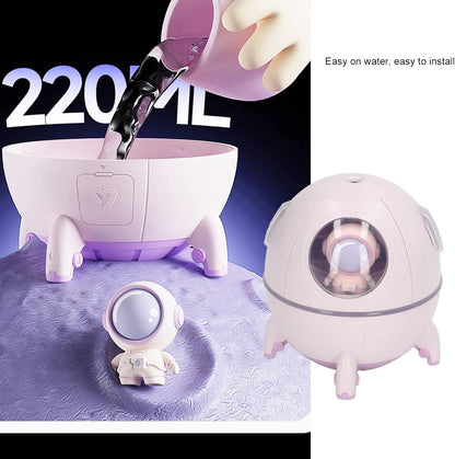 Space Capsule Humidifier USB Large Mist Volume Cute Baby Humidifier with Diffuser Night Light for Car Office Room Bedroom Home Car Desktop White (Light Purple)